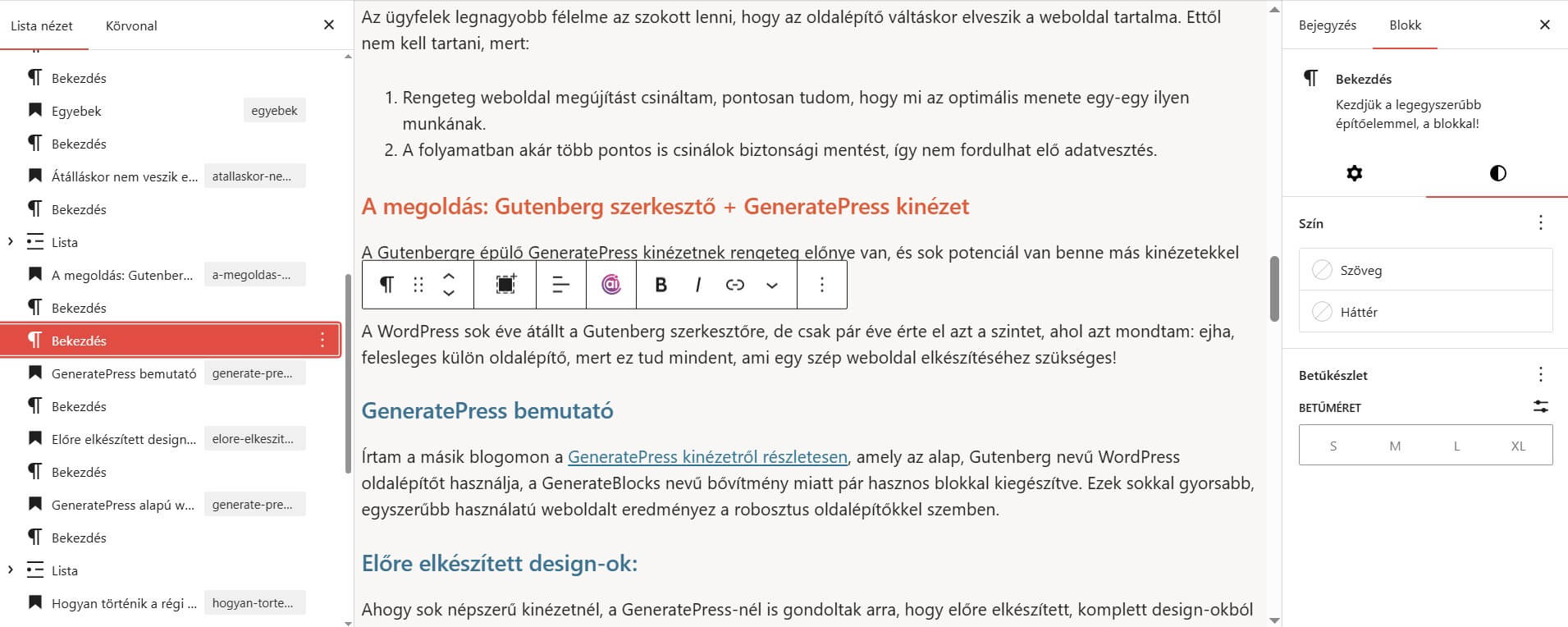 Gutenberg oldalépítő